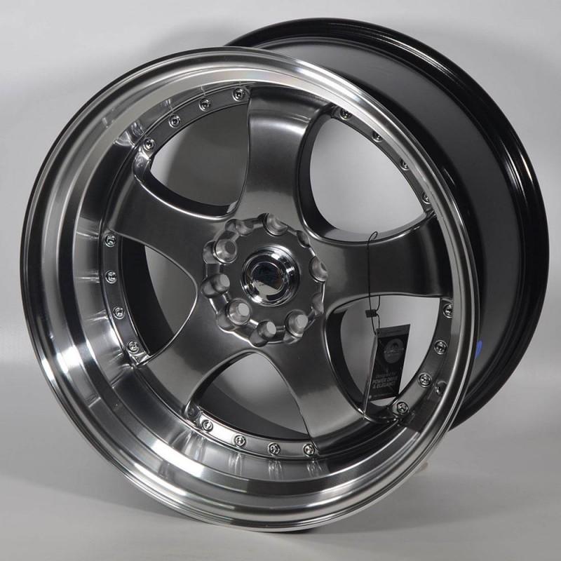 Llanta flamber 8.5x18 5x114x120 et25 74.1 hyper black lip polished