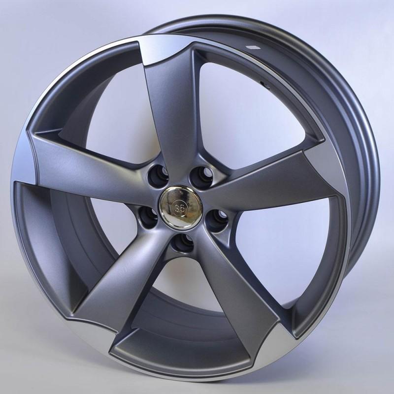 Llanta threeface anversa 8x18 5x112 et45 66.45 pulida antracita brillo