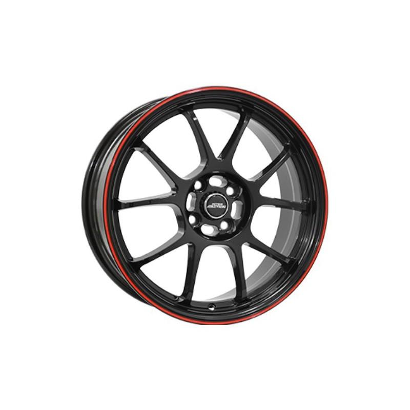 Llanta phoneix 6.5x15 4x100 et37 73.1 black red lip