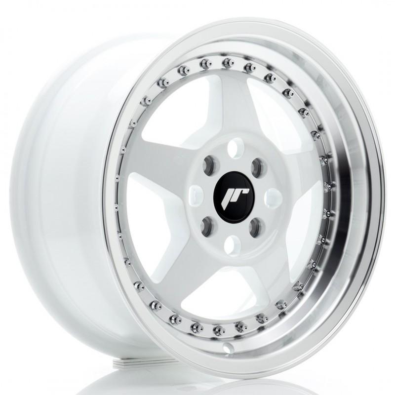 JR Wheels JR6 15x7 ET35 4x100 White w/ Machined Lip