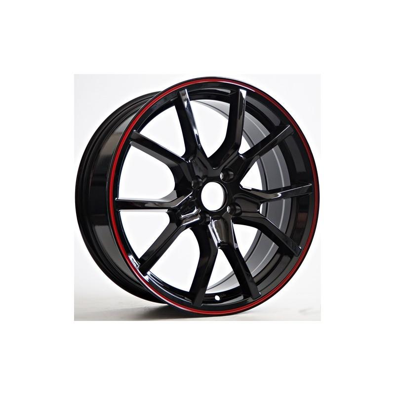Llanta st wheels ruby 7x17 4x100 et38 73.10 black/red line