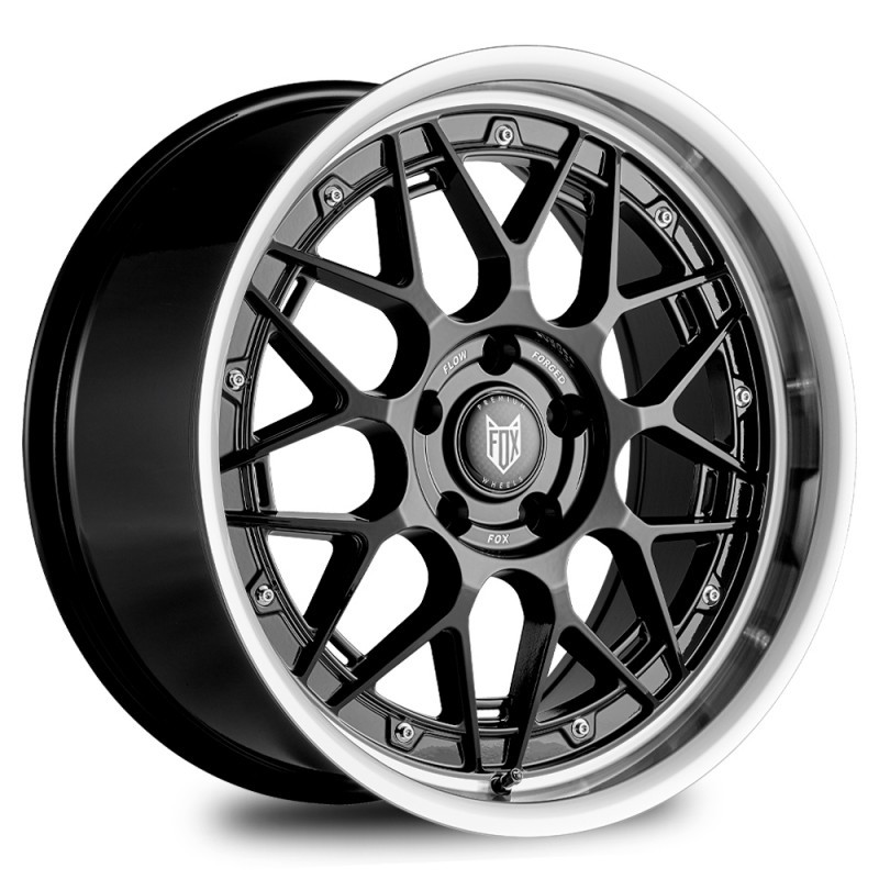 Llanta fox hiro 8.5x18 5x114.3 et40 73.1 black lip polished