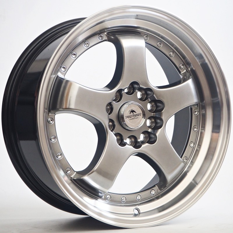 Llanta forzza flamber 7.5x17 5x100 et35 73.10 hyper black/lip machined