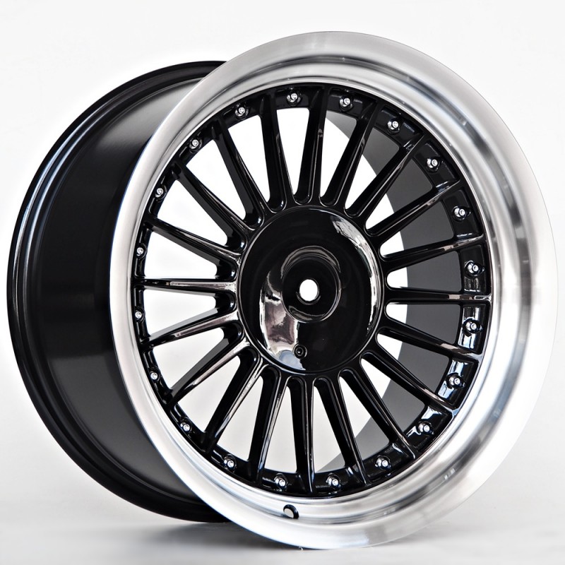 Llanta st wheels steel 9x17 5x120 et15 74.10 black machined lip + chrome rivets