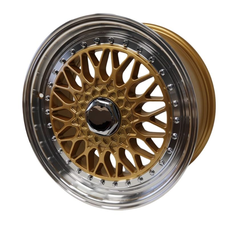 Llanta jw116 7.5x17 5x100 x 114.3 et33 73.1 gold lip polished